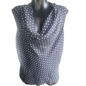 Jessica Black And White Polka Dot Drape Neckline Top XL